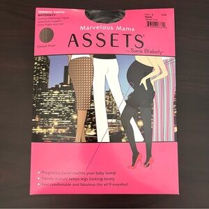 Assets by Spanx Marvelous‎ Mama Maternity Terrific Tights Black Opaque Stripe